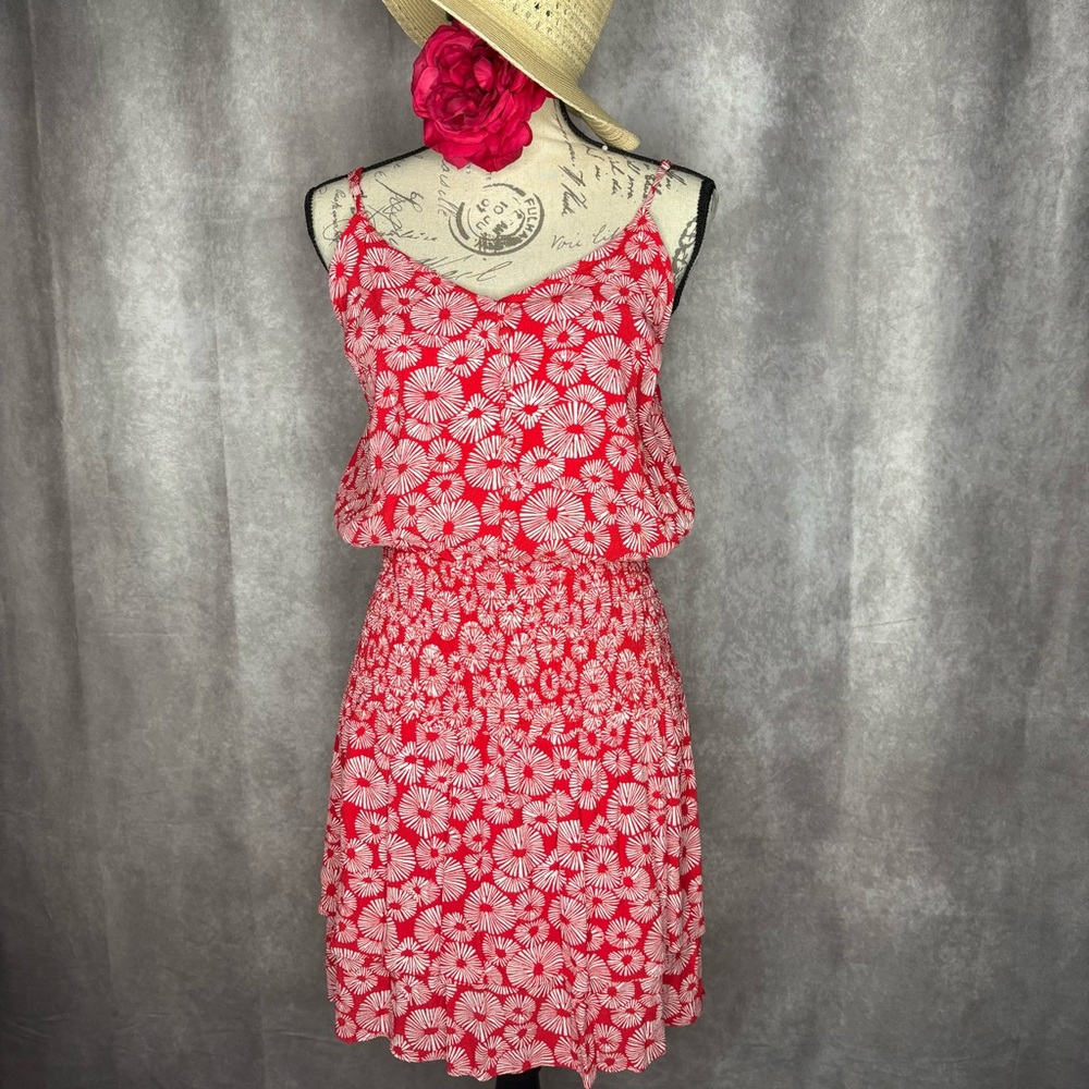 LOFT Red and White Mini Dress Elegant Style